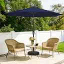 MEWAY 9ft Patio Umbrella Outdoor Table Umbrellas with Push Button Tilt and Crank, Market Umbrella 8 Sturdy Ribs for Deck, Garden, Pool and Backyard, Navy