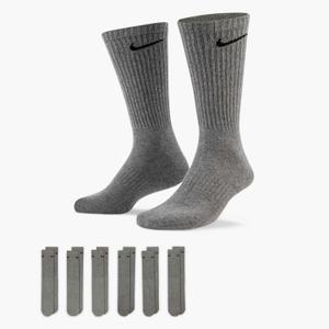 Nike Unisex Everyday Cushioned Training Crew Socks (6 Pairs), Carbon Heather/Black, X-Large