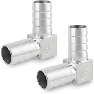 Metalwork 304 Stainless Steel Hose Barb Fitting 90 Degree L Right Angle Elbow, 1-1/4" Barbed x 1-1/4" Barbed, Pack of 2
