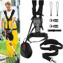 2 Pcs Trimmer Shoulder Strap Padded Belt Double Garden Lawn Mower Nylon Belt Long Trimmer Strap Weed Strap Reliable Shoulder Strap for Weed Eaters Brush Cutters Trimmers Leaf Blowers (Black)