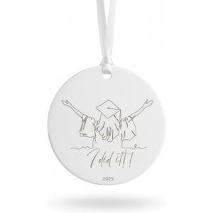 I did it - Graduation Christmas Ornament for Her,Graduation Ceramic Engraved Keepsake Bauble,College Friend Gifts,Class of 2025,Leaving School Gift (C20)