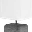 Simple Designs LT2072-GRY Petite Faux Stone Table Lamp with Fabric Shade, Gray with White Shade