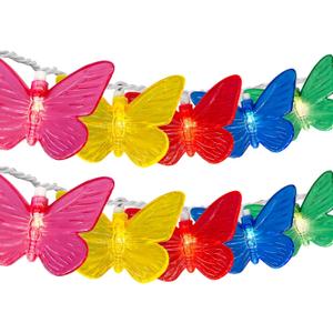 Abeja Colorful Butterfly String Lights, 8.5Ft Outdoor Butterfly LED String Lights with 10 Butterfly Fairy Light, Plug in Butterfly Hanging Decoration for Bedroom Garden Wall Party Wedding Christmas