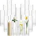 20 Pack 5.9" Tall x 1.8" Diameter Clear Glass Cylinder Vases - Multi-Use Flower Vase, Hurricane & Floating Candle Holders for Wedding Centerpieces, Home Decor, Table Displays