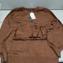 MIROL Women's 2026 Fall Sweater Dress Crew Neck Long Puff Sleeve Tie Waist Knit Midi Dress with Belt (Medium, Brown)