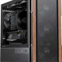Genuine Walnut Wood Micro ATX Case, MATX PC Case with 4  120mm 3 Pin Non-PWM Case Fans Pre-Installed, Temper Glass Side Panel, with Type-C, Black, Cypress 3 Wood