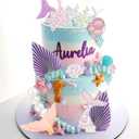 Mermaid Cake Topper Under the Sea Cake Decoration Seashell Cake Topper Under the sea Cake Decor Mermaid Party Supplies (Purple 1)