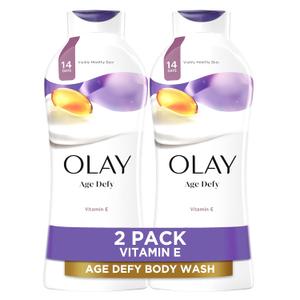 Olay Body Wash for Women, Age Defying with Vitamin E, 24hr Moisturizing, Hydrating & Refreshing, B3 Vitamin Complex, Free of Parabens & Phthalates, For All Skin Types, Scented, 22 fl oz (Pack of 2)