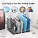 File Organizer for Desk, 5-Section Vertical File Sorter, Paper Holder Organizer Standing Metal File Folder for Office Home Classroom, Black