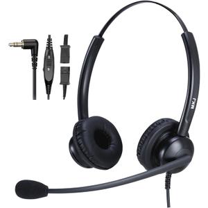 2.5mm Phone Headset for Office Landline Corded Telephone Headset with Noise Cancelling Microphone Wired Call Center Headphones for Panasonic KX-TGEA20 KX-TCA430 KX-TGE433 Cisco 303G 508G Uniden Vtech
