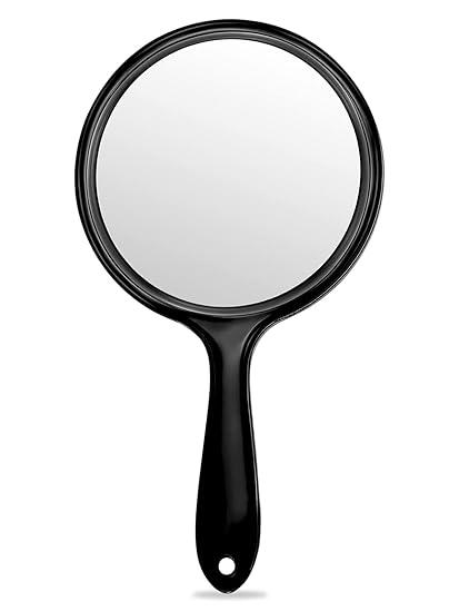 OMIRO Hand Mirror, Double-Sided Handheld Mirror 1X/3X Magnifying Mirror with Handle, Pack of 1 (Transparent Black)