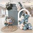 Dusty Blue Balloons Garland Arch Kit 139Pcs Fog Blue White Sand Balloons for Baby Shower Birthday Bear Theme Wedding Bride Anniversary Gender Reveal Party Decorations for Boy Girl Adult