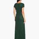 Adrianna Papell Womens Short Sleeve Blouson Beaded Gown (Green, S)