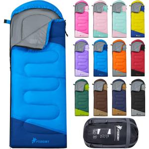 PTEROMY Sleeping Bags for Adults, Lightweight and Machine Washable, Water Resistant Backpacking Camping Sleeping Bag for Warm Cold Weather, Camping Essentials for Hiking Travel, 50f~80f / 3 Season