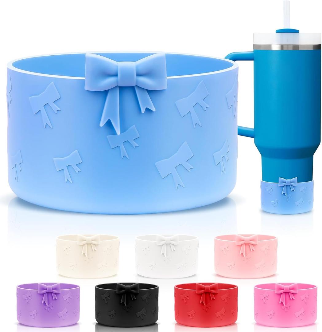 UPABLUNSO Bow Silicone Stanley Boot, Compatible with Stanley Cup 20/30/40Oz, Bottom Boot for Hydroflask Boot 12-24Oz, Silicone Boot for Stanley Cup Accessories