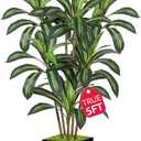 Realistic Artificial Indoor Plant Tree - Tall Fake Dracaena Potted Plant for Home Office Decor, Living Room & Bedroom - Lifelike Faux Plant Tree with Pot-Palm Tree (Black, 5FT)