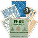 FEBU Swedish Dishcloths for Kitchen | 5 Pack Japanese Reusable Paper Towels Washable | Swedish Dish Towels | Non-Scratch Cellulose Sponge Cloths | No Odor, Biodegradable Cleaning Cloths