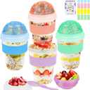 4 Pack Yogurt Parfait Cups with Lids Reusable 20 oz Overnight Oats Containers with Lids Folding Spoons Granola Topper, Cereal Salad Jars for Oatmeal Chia Pudding Meal Prep