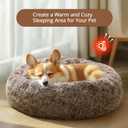 JOLLYVOGUE Calming Dog Bed for Small Dogs - 23 inches Donut Washable Small Dog Bed for Kittens & Puppies, Anti-Slip Round Fluffy Plush Faux Fur Cat Beds (Fits up to 25 lbs Pets, Smoke Brown)