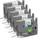 Replace for Brother Label Maker Tape TZe TZ 12mm 0.47 Laminated White Tape TZe-231 Compatible with P-Touch 1/2" Black on White TZE231 for PT-D220 D210 H110 D200 D400 1280 D610BT Ptouch Refills, 5-Pack