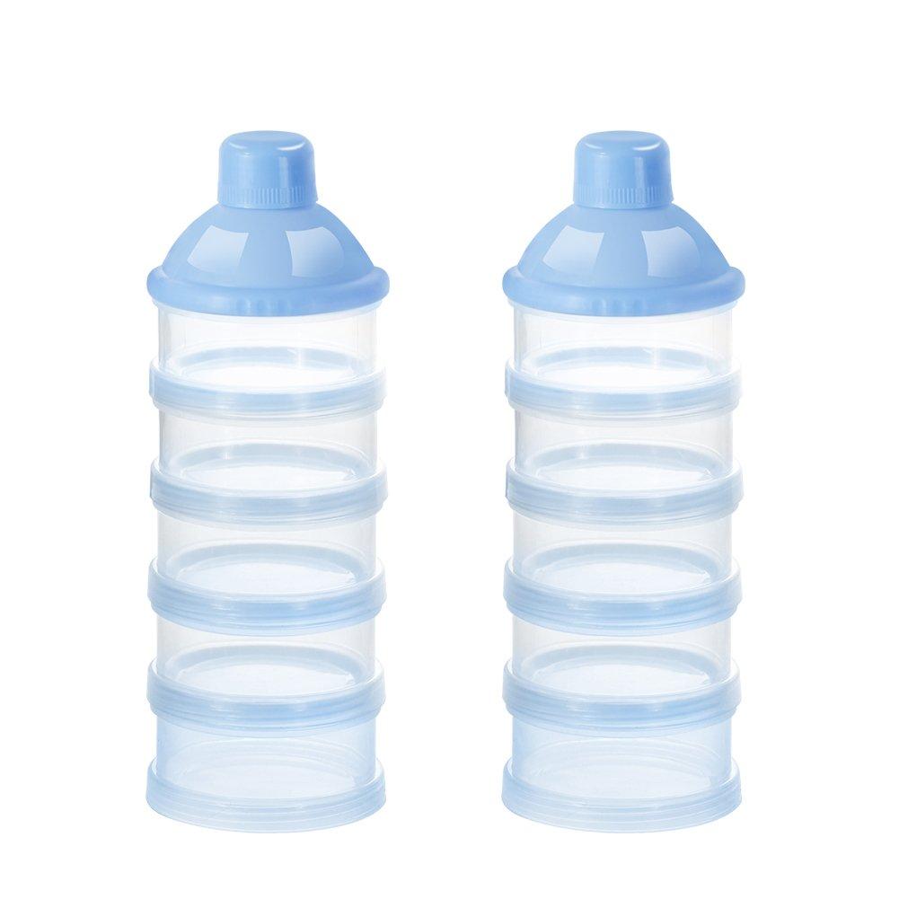 Accmor Formula Dispenser On The Go, 5 Compartments Stackable Formula Container for Travel, Baby Milk Powder Kids Snack Container, BPA Free