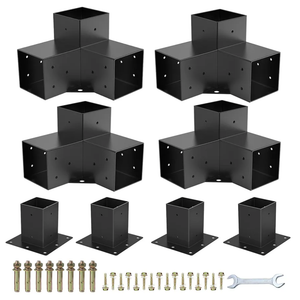 Pergola Brackets 4x4Woodworks Pergola kit Modular Modern Outdoor pergola Hardware Kit DIY Elevated Wood Stand kit Includes 4 Bracket Shoulders 4 Boots for 4x4 (Actual: 3.5x3.5 Inch) Lumber