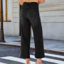 GRAPENT Wide Leg Jeans Woman Trendy Cropped High Waisted Patch Pocket Stretch Denim Pants Baggy Loose Straight Leg Jeans (Black, M)