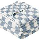 Ultra Soft Cozy 100% Cotton 6-Layer Muslin Baby Blanket 41"x41" Breathable Lightweight Checkered Swaddle Blankets for Baby Boys Essentials Birthday Gifts All Seasons Both Sides (Blue)