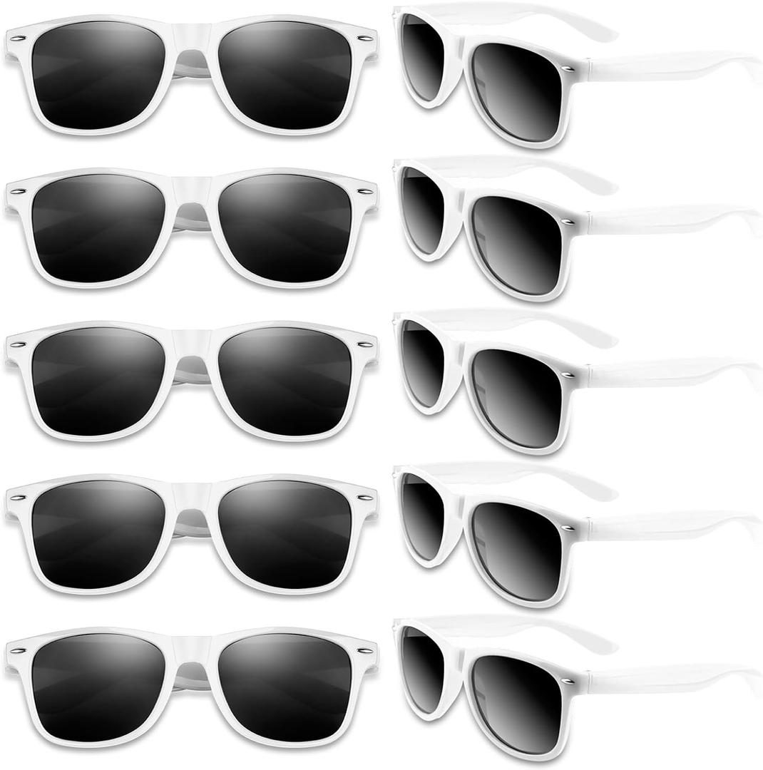 Colorful Party Sunglasses Bulk 20 Packs for Wedding Beach Summer Pool Party Supplies Goodie Bags Stuffers (White)