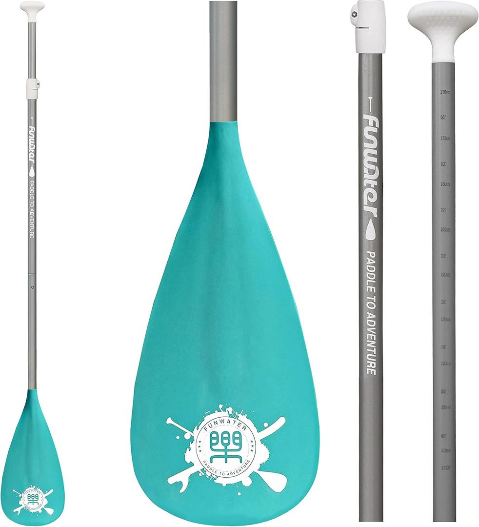 FunWater SUP Paddles - Adjustable Stand Up Paddle 3 Piece Floating Alloy Portable Paddle Board Paddles - Lightweight & Floating oars - Durable and Packable - Efficient Padding