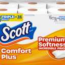 Scott ComfortPlus Toilet Paper, 12 Triple Rolls, 231 Sheets per Roll, Septic-Safe, 1-Ply Toilet Tissue