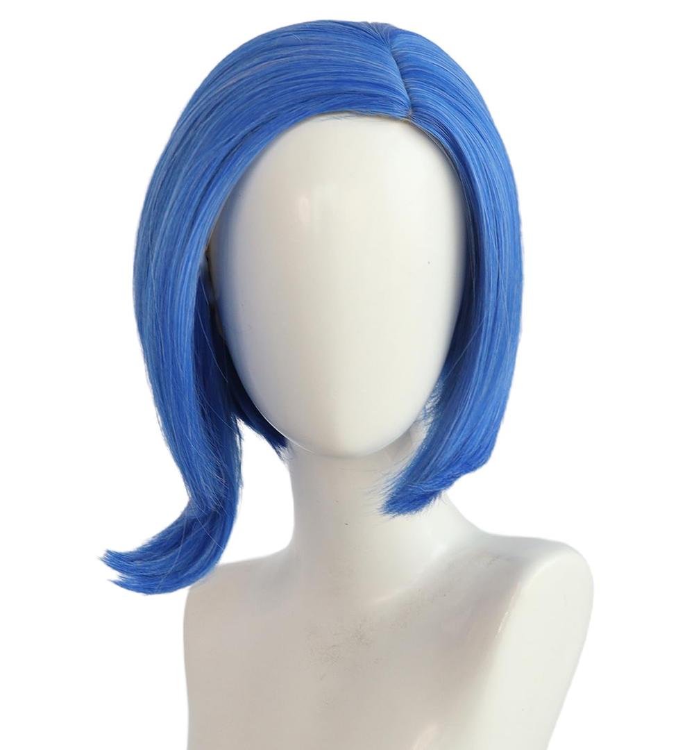 Sadness's Short Blue Wig, Women's Synthetic Hair for Anime Cosplay Costume Play Parties, Comic-Con, Comes with Wig Net Cap; 55TNY
