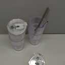 Iced Coffee Cups With Lids and Straws 4 Pcs, 16 OZ Unbreakable Glasses Drinking Set,Clear Plastic Cups Reusable Iced Coffee Tumbler with Lid and Straw, To Go Coffee Cups Dishwasher Safe