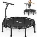 BCAN BT3 51" Octagonal Rebounder Trampoline for Adults, 450LBS Max Load Fitness Trampoline with Large Jumping Area, Silent Bungee Mini Trampoline with T-Adjustable Handle for Home Gym