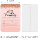 Andaz Press Blush Pink And Rose Gold Glitter Elegant Party, 5X7-Inch Invitations With Envelopes, 60th Birthday, 24-Pack, Double Sided Printing, Birthday Invitations For Women 60th Birthday Invitations