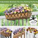 Y&M 24 Inch Railing Planter Boxes 4 Pack, Metal Hanging Balcony Planter, Adjustable Deck Railing Planter for Fence, Window Boxes Outdoor, Heavy Duty Flower Box for Porch Rail, 24" x 20.5" x 7" x 5" x 4.8"