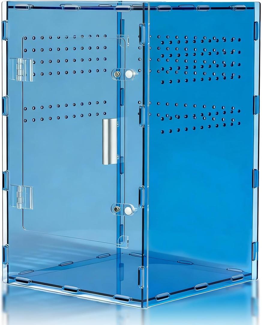 8x8x12 Acrylic Reptile Tank Cyberpunk Blue Reptile Enclosure Terrarium Inspired by New Caledonia Rainforest Color Habitat for Geckos & Small Reptiles