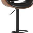 KCC Bar Stools Set of 2, Swivel Adjustable Height Barstools, PU Leather Upholstered Bar Chairs with Footrest, Bentwood Bar Stool for Kitchen, Bar, Dining Room(Black PU) Pack of 1