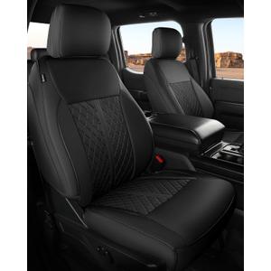 for Ford F150 Leather Seat Covers, Super Crew Cab XL XLT Platinum 2010 2011 2012 2013 2014, Custom Fit Truck Seat Cover Full Set, Pickup Protectors Accessories, Black (Bucket Seat)