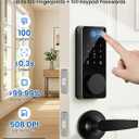 Smart Lock with 2 Lever Handle Set, Fingerprint Keyless Entry Door Lock Front Door App Control, Electronic Touchscreen Keypad Deadbolt, Auto Lock, IP54 Waterproof, Easy Install Built-in Doorbell