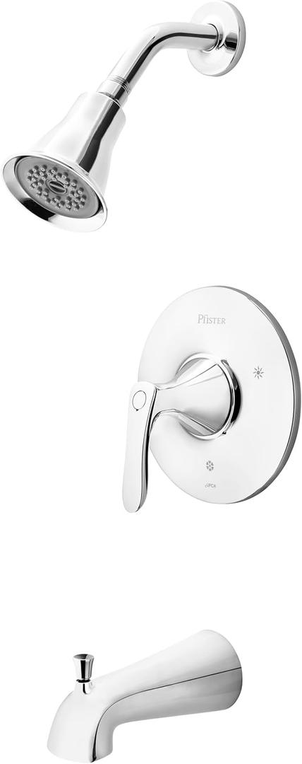 Pfister Weller Tub & Shower Trim Kit, Valve Not Included, 1-Handle, 3-Hole Install, Polished Chrome Finish, LG898WRC