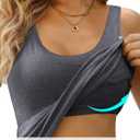 V FOR CITY Racerback Tank Tops for Women with Shelf Bra Cotton Wide Strap Camisole Yoga Cami Shirts 3 Pack, M