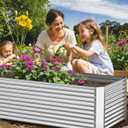 2 Pack Tall 8x4FT Corrugated Galvanized Steel Raised Garden Bed Outdoor, Metal Above Ground Garden Bed for Vegetables and Flowers, Rectangle Raised Beds for Gardening, 8x4FTx16inch