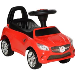 Aosom Kids Ride On Push Car, Foot-to-Floor Walking Sliding Toy Car for Toddler with Working Horn, Music, Headlights and Storage, Red