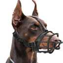Nobleza Breathable Adjustable Drinkable Humane Dog Muzzle - Soft Padded Durable Mouth Guard for Medium Large Dogs, Black