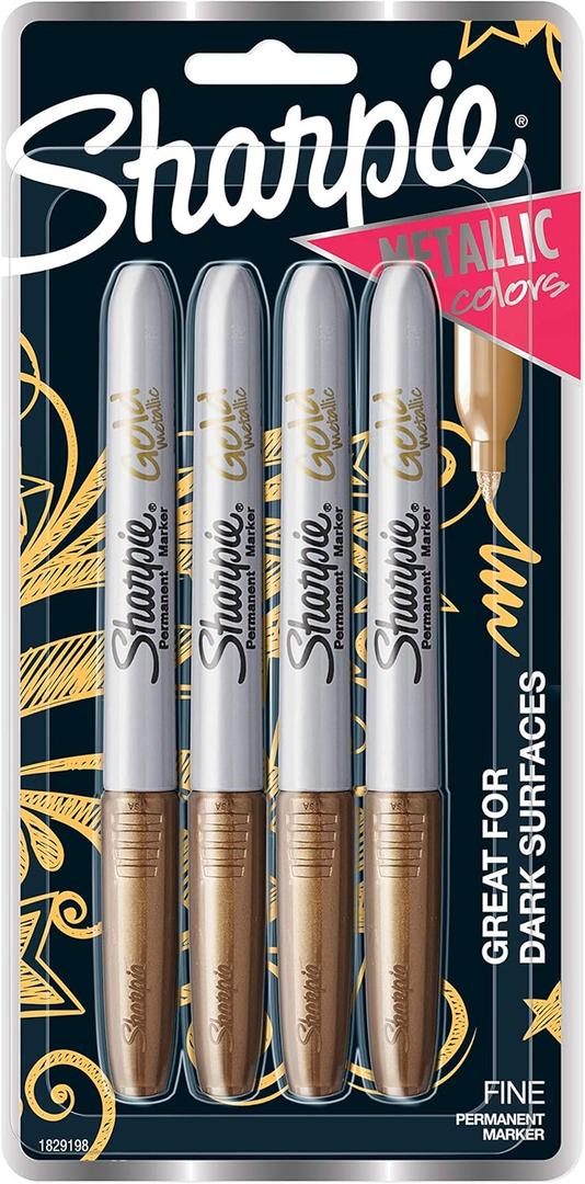 Sharpie Metallic Fine Point Permanent Marker, Gold, 4 Count