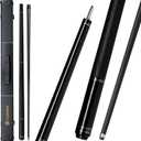 Carbon Fiber Pool Cue Stick 10.5mm/11.8mm/12.5mm,Low Deflection Pool Stick with Rare Wood Butt, Professional Cue Stick with Box Case (Ebony_Leather Wrap_10.5mm)