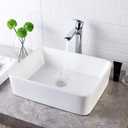 Lordear Vessel Sink Rectangle 19 Inch Bathroom Sink,Rectangular Modern Above Counter Bathroom Sinks White 19x15 Inch Porcelain Ceramic Vessel Vanity Sink Art Basin