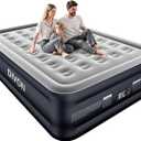 DIVON Queen Air Mattress with Built in Pump Raised, 2 Min Self Inflatable Mattress, 18 Blow up Mattress for Adults, 660 LBS Portable Air Bed for Guest, Camping, Travel & Floor, Dark Blue