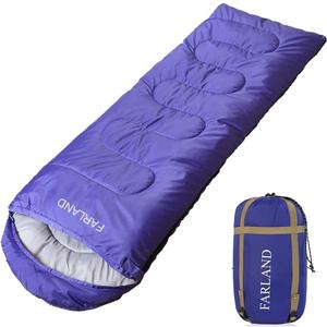 FARLAND Sleeping Bags 30 for Adults Teens Kids with Compression Sack Portable and Lightweight for 3-4 Season Camping, Hiking,Waterproof, Backpacking and Outdoors (Medium(87"x 29.5"), Purple (R Zip))